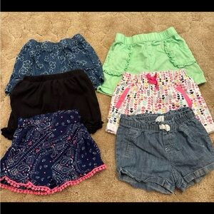 Bundle of 6 Girls' Shorts - Floral, Denim, Patterned Colors size 5